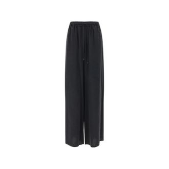 Max Mara Broeken, Dames, Zwart, 2Xs, Wijd uitlopende gewassen zijden broek