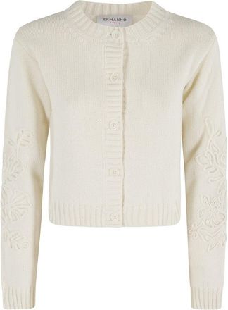 Ermanno Scervino Cropped Cardigan With Applique Embroidery