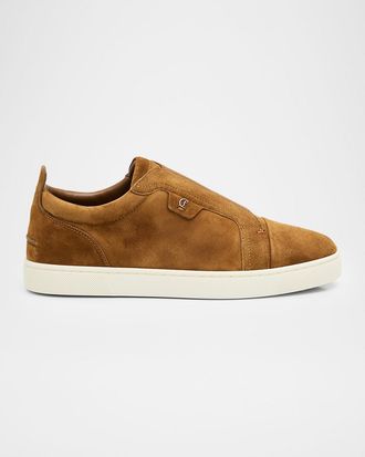 Christian Louboutin Mens St Louis Suede Slip-On Sneakers