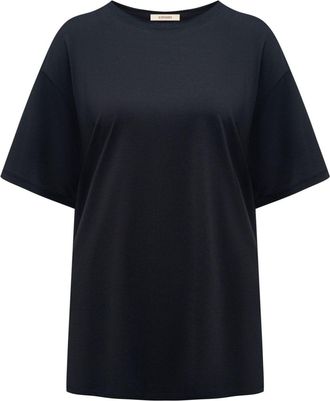 12 Storeez round-neck silk T-shirt - women - Silk - L - Black