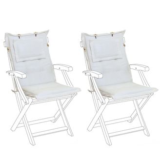Beliani Beliani - Conjunto De 2 Cojines Para Las Sillas De Exterior De Tela Blanco Crema Resistente A Los Rayos Uv Acolchado Grueso Maui