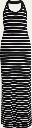 Proenza Schouler Meryl Striped Matte Viscose Rib Halter Maxi Dress