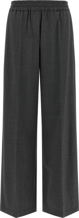 Brunello Cucinelli Gray Virgin Wool Flared Womens Pants