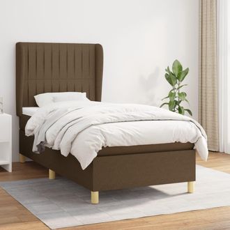 vidaXL Cama Box Spring Con Colch&oacute;n Tela Marr&oacute;n Oscuro 90x190 Cm Vidaxl
