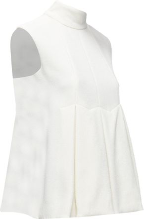 Emilia Wickstead Crepe Pleated Front Panel Hi Neck Peplum Top