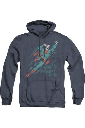 Gildan Superman Frequent Flyer Adult Heather Hoodie / Hooded Sweatshirt