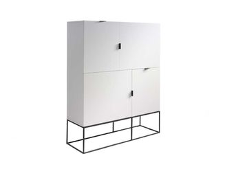 Pondecor Interiorismo Aparador de MDF blanco y patas met&aacute;licas negras