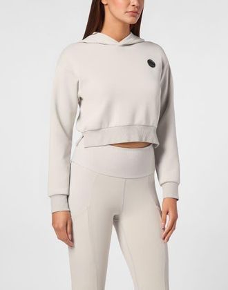 Plein Sport Cropped Hoodie Sweatshirt Women in Grey at Nordstrom, Size Xx-Large Eu