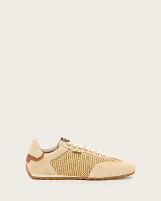 AllSaints Raffia/Cow Leather Liam Low Top Raffia Trainers, Size: UK 4/ US 7/ EU 37