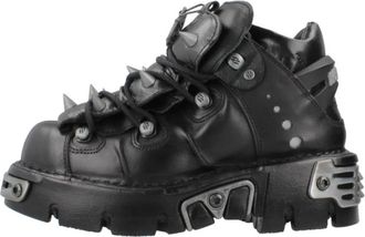 New Rock Stijlvolle Veterschoenen - Dames - Veterlaarzen - Zwart - 39 EU - Schoenen