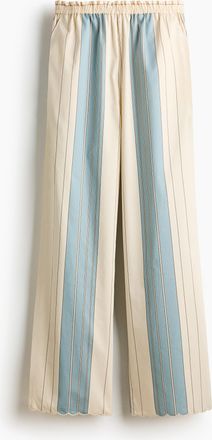 H&M Popelinehose in Loose Fit - Hellblau/Gestreift