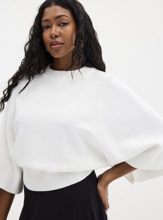 Contemporaine Womens Raglan bell sleeves boxy-fit sweater