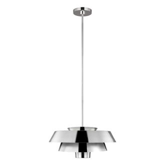 Netlighting Brisbin 1 Light Pendant Polished Nickel E27 in Grey
