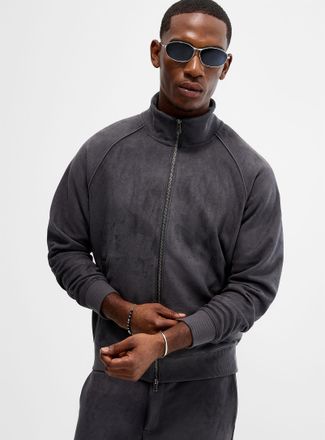 Le 31 Mens Faux-suede track jacket