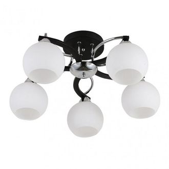 Fabrilamp Fabrilamp - Plafon Pissis Negro De 5 Luces Con Tulipa Blanca