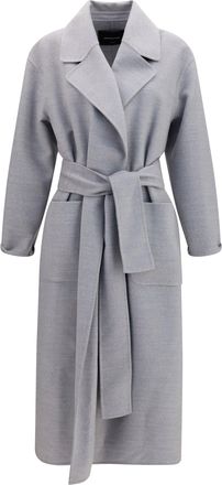 Fabiana Filippi Womens Coat Belted Double Wool Granite Merino (ovis Aries)