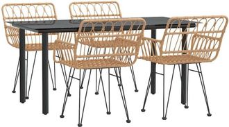 vidaXL 5 Piece Garden Dining Set Poly Rattan Vidaxl