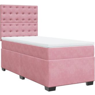 vidaXL Vidaxl - Cama Box Spring Con Colch&oacute;n Terciopelo Rosa 90x190 Cm