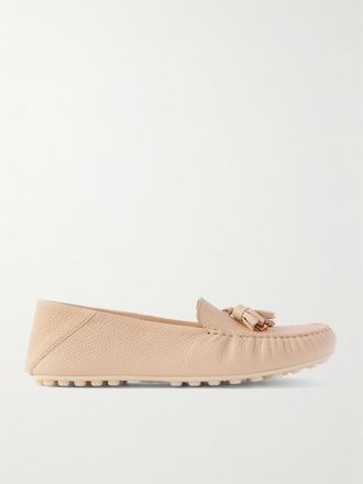 Loro Piana Mocassini In Pelle Testurizzata Con Nappine E Tallone Ripiegabile - Neutri