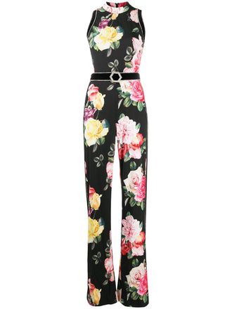 Philipp Plein Selene floral wide-leg jumpsuit - Black