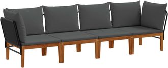 vidaXL 4 Uds. Madera De Acacia S&oacute;lida Y Cuerda Natural Vidaxl