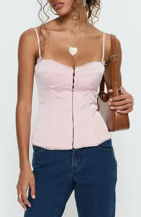 Princess Polly Maralyne Satin Corset Camisole in Soft Pink at Nordstrom, Size 12