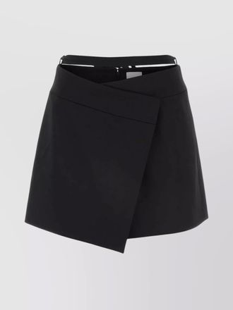 Patou virgin wool asymmetric wrap thigh-length skirt