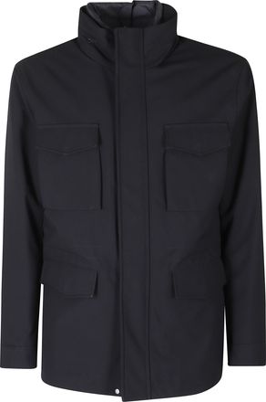 Duno Dark Blue Field Viscose-Blend Jacket