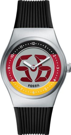 Fossil World Flags Big Tic Anadigi Silicone Strap Watch, 40mm in Black at Nordstrom