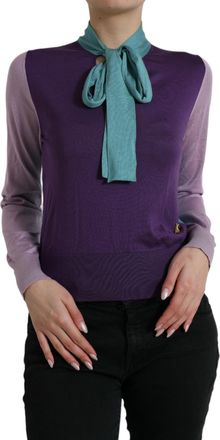 Dolce & Gabbana Womens Tsh84532 Knitwear Sweater - Purple Silk - Size EU 40 (Womens)