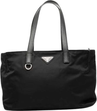 Prada Pre-owned Tote Bags, female, Black, Size: ONE SIZE Pre-owned Nylon Tote