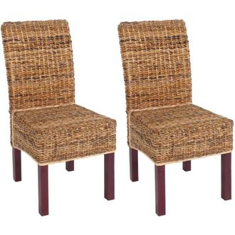 Hhg Set 2x sedie intreccio di banano eleganti soggiorno sala pranzo M69 Bali gambe chiare senza cuscini