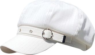 Generic Beret Newsboy Hat for Women 8 Panel Peaky Baker Boy Hat Winter Vintage Adjustable Casual Caps Unisex Duck Tongue Caps Headwear White