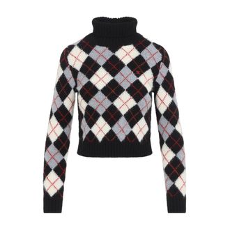 Celine Turtlenecks, female, Multicolor, Size: M Turtleneck Sweater in Argyle Wool