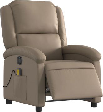 vidaXL Vidaxl - Sill&oacute;n Reclinable De Masaje El&eacute;ctrico Cuero Sint&eacute;tico Capuchino