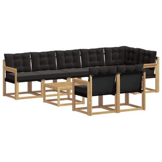 vidaXL Conjunto De Sof&aacute;s De Exterior Con Coj&iacute;n 9 Pcs Blanco Y Negro Vidaxl