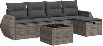 vidaXL Vidaxl - Set De Muebles De Jard&iacute;n 6 Pzas Y Cojines Rat&aacute;n Sint&eacute;tico Gris