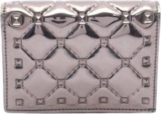 Valentino Pre-owned Patent Leather Bifold Wallet - Dames - Vintage Accessoires - Grijs - ONE Size - Leer - Vintage
