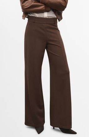 Mango High Waist Straight Leg Pants in Medium Brown at Nordstrom Rack, Size Small