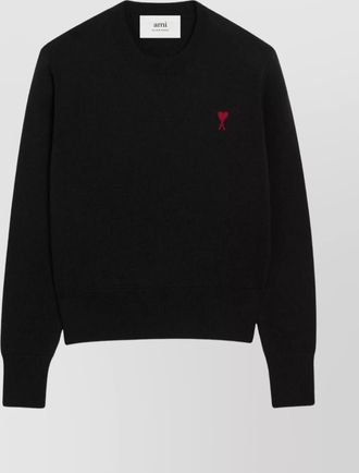 Ami merino wool logo-embroidered crew-neck jumper