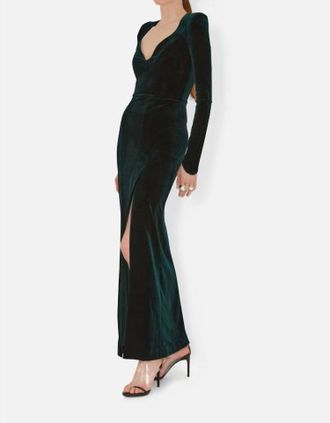 Galvan Vanitas Long Sleeved Dress In Hunter Green