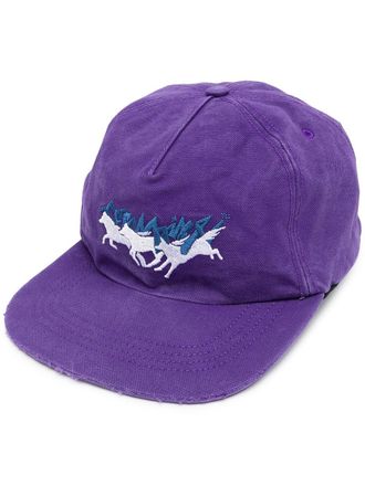 Off-white Pet met geborduurd logo - Paars