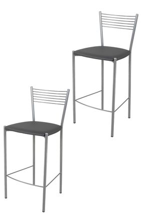 Tommychairs Tommychairs 2 Taburetes Elegance En Acero Aluminio Asiento Polipiel Gris Oscuro