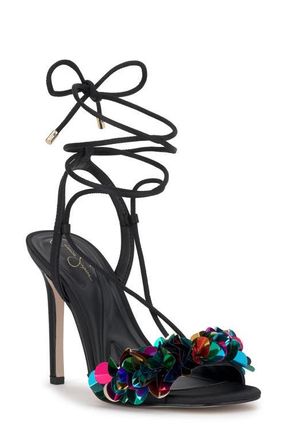 Jessica Simpson Oveny Ankle Wrap Sandal in Black at Nordstrom, Size 6.5