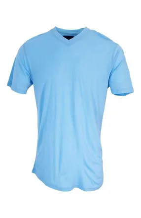 Lords of Harlech Victor Extra Fine Merino Wool V-neck Shirt in Blue at Nordstrom, Size Xx-Large