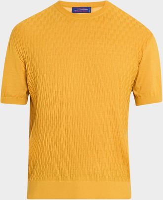 Stefano Ricci Mens Cashmere Short-Sleeve Crewneck Sweater