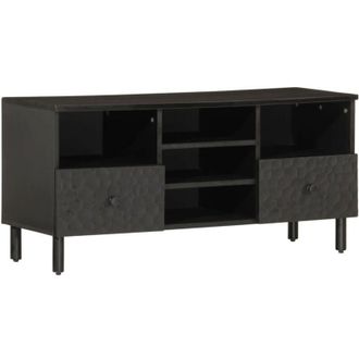 vidaXL Vidaxl - Mobile Porta tv Nero 100x33x46 cm in Legno Massello di Mango