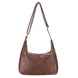 Generic PU Leather Crossbody Bag Retro Shoulder Bag Large Commute Tote Handbag (Brown)