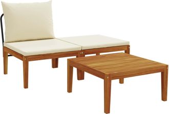 vidaXL 3 Uds. Conjunto De Jard&iacute;n Con Cojines Natural Vidaxl