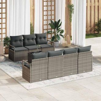 vidaXL Vidaxl - Conjunto De Sof&aacute; De Jard&iacute;n Con Coj&iacute;n 8 Pcs Gris 55 X 55 X 37 Cm